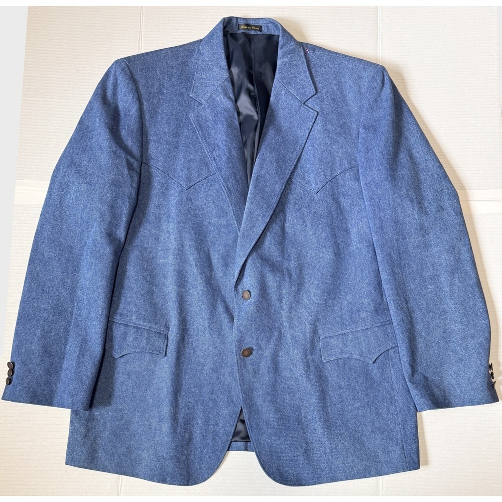 CIRCLE S - Men's Blue Western Denim Jacket Blazer Sport Suit Coat - Size 48R